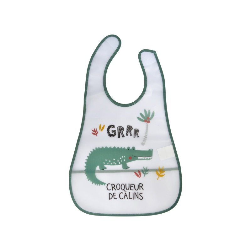 Bavoir à scratch motif crocodile – Étanche, pratique et amusant pour bébé