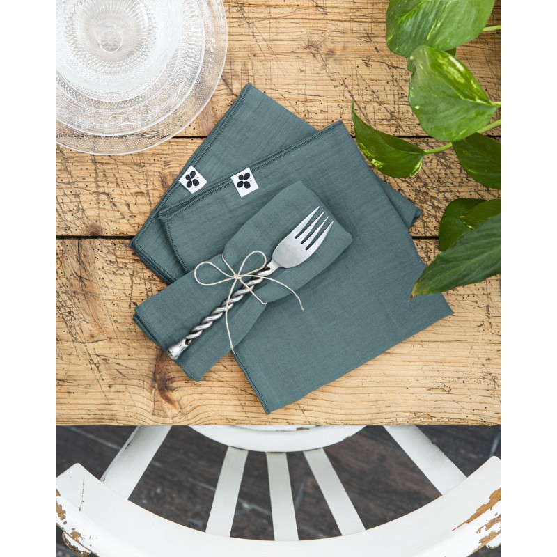 Lot de 3 serviettes de table Gaia 40x40 cm – 100% gaze de coton – Plusieurs couleurs