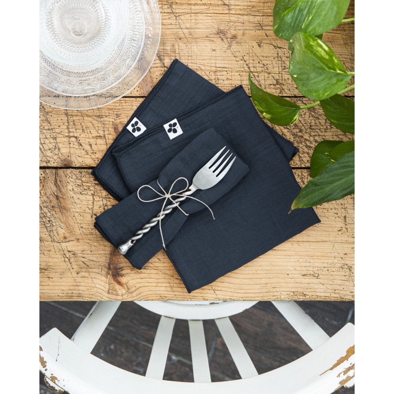 Lot de 3 serviettes de table Gaia 40x40 cm – 100% gaze de coton – Plusieurs couleurs