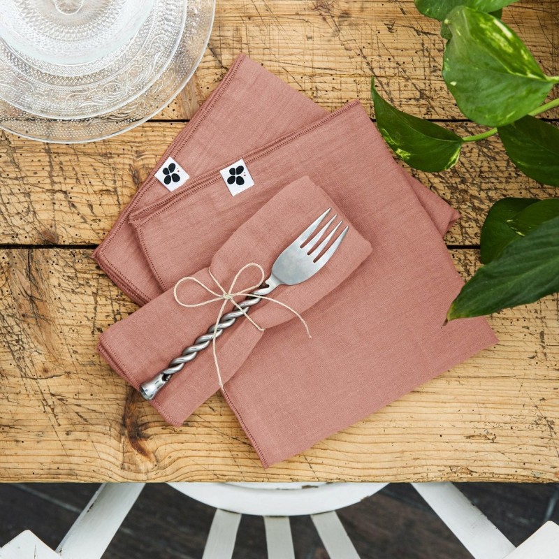 Lot de 3 serviettes de table Gaia 40x40 cm – 100% gaze de coton – Plusieurs couleurs