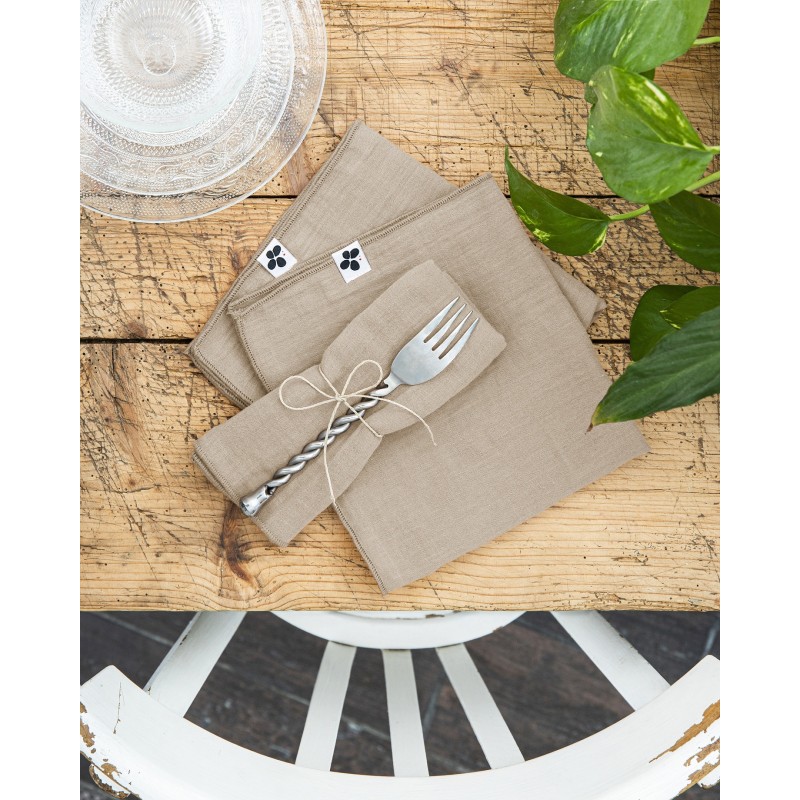Lot de 3 serviettes de table Gaia 40x40 cm – 100% gaze de coton – Plusieurs couleurs