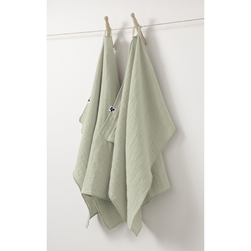 Lot de 2 essuie-mains Gaia 50x70 cm – 100% gaze de coton – Plusieurs coloris