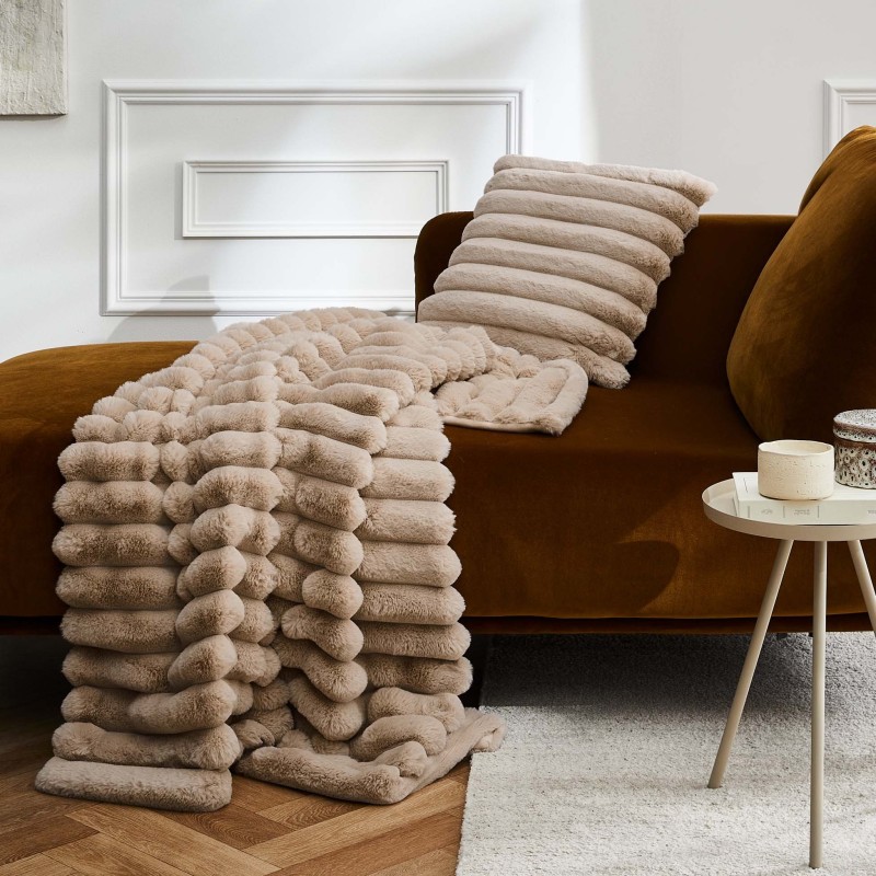 Plaid Serenity crème ou sable – ultra doux effet peluche | 125x150 cm ou 180x220 cm