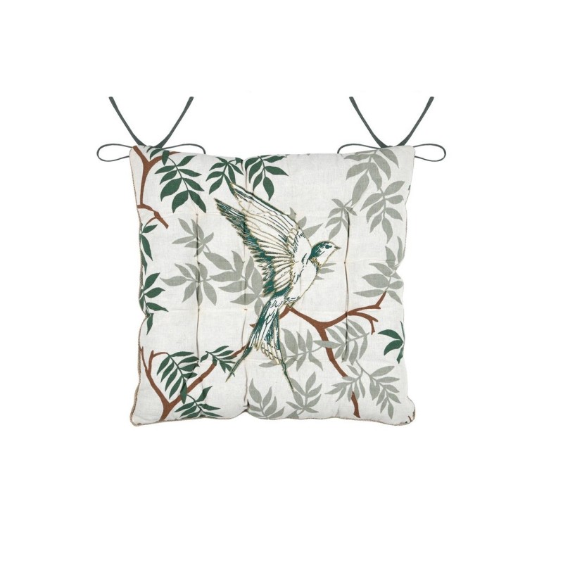 Coussin de chaise 38×38 cm coton lin réversible avec nouettes