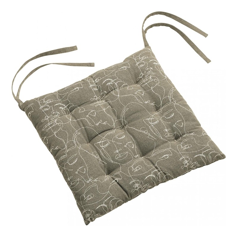 Coussin de chaise 38x38 cm coton matelassé avec nouettes