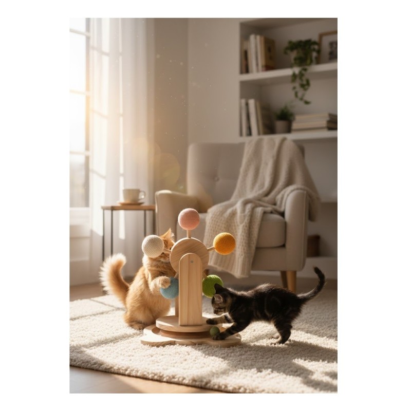 Jouet à Griffer Chat Chip – Bois Interactif avec Circuit & Cataire