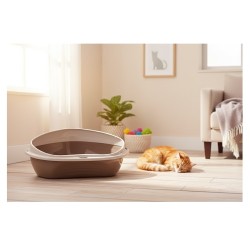 Bac à Litière Chat Sadio Taupe – Modèle Coin, Pratique et Hygiénique