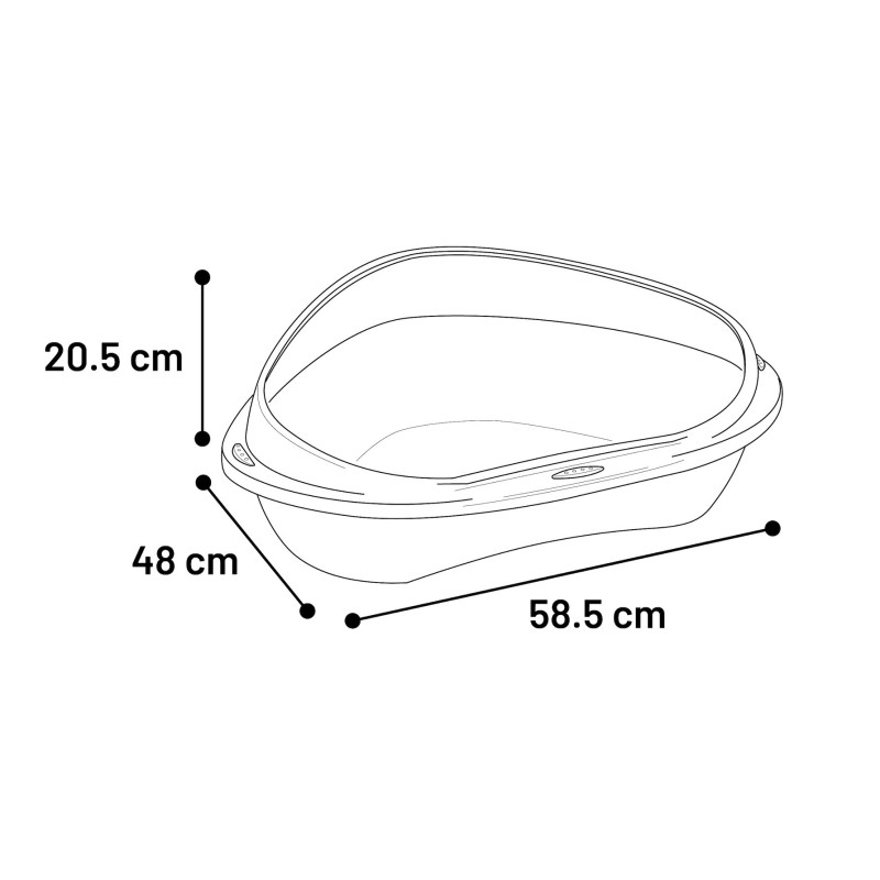 Bac à Litière Chat Sadio Taupe – Modèle Coin, Pratique et Hygiénique
