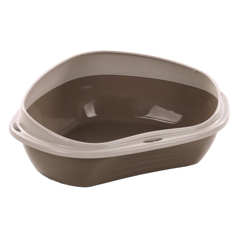 Bac à Litière Chat Sadio Taupe – Modèle Coin, Pratique et Hygiénique