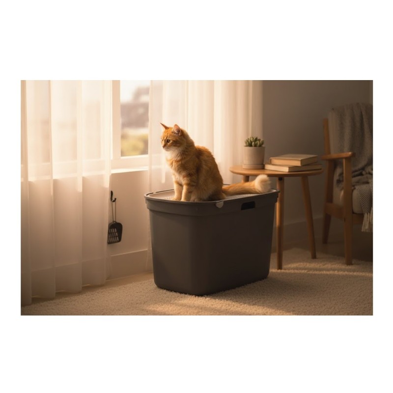 Bac à Litière Chat Kato – Écologique, Anti-Projections et Pratique