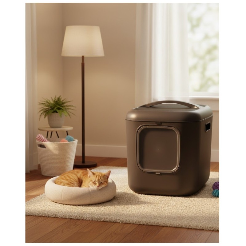 Maison de Toilette Chat Romy – Grand Format, Écologique et Anti-Odeurs
