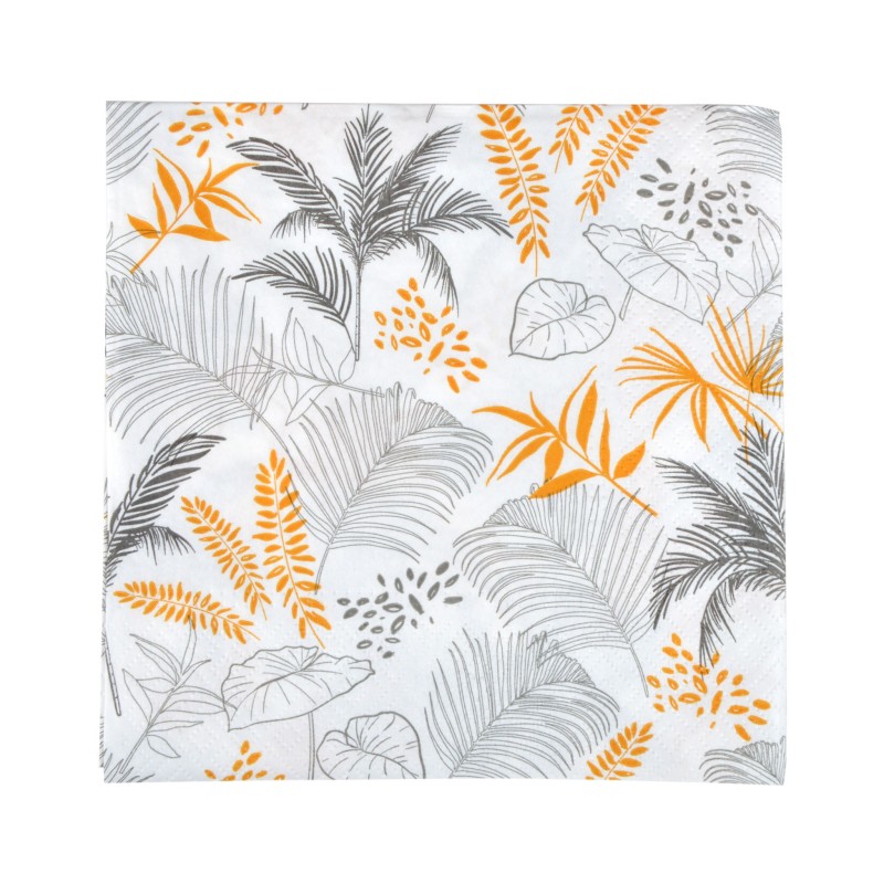 Serviettes Papier Tropicales Jaune et Gris - Lot de 20 | 1001kdoo