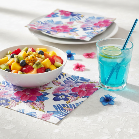 20 Serviettes en Papier Exotica 33x33 cm - Décor Tropical