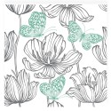 20 Serviettes Papier Fleurs et Papillons 33x33cm - Style Bucolique