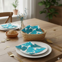 20 Serviettes en Papier Ginkgo Biloba Bleu et Or - 33x33 cm | 1001kdoo