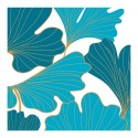 20 Serviettes en Papier Ginkgo Biloba Bleu et Or - 33x33 cm | 1001kdoo