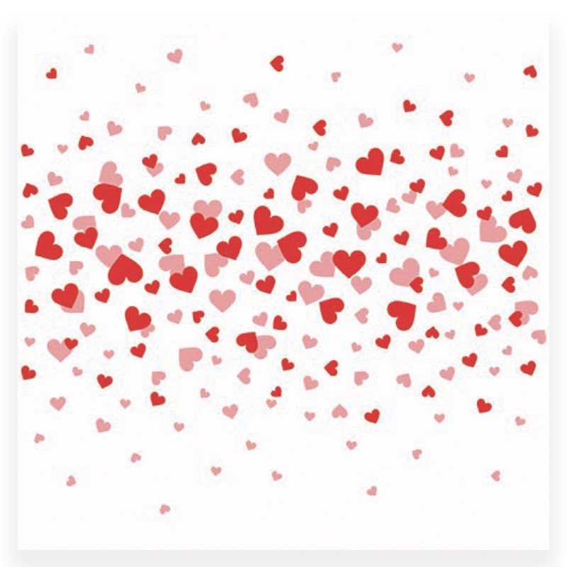 Serviettes en papier Cœurs Confettis (x20) - Déco de Table Romantique