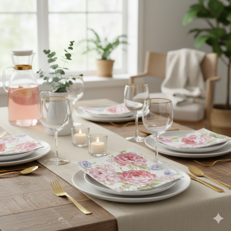 20 serviettes papier 33x33 cm Roses de Julietta - Floral Chic