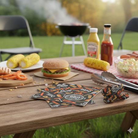 20 Serviettes Papier BBQ Party - Déco Table Barbecue & Grill | 1001kdoo