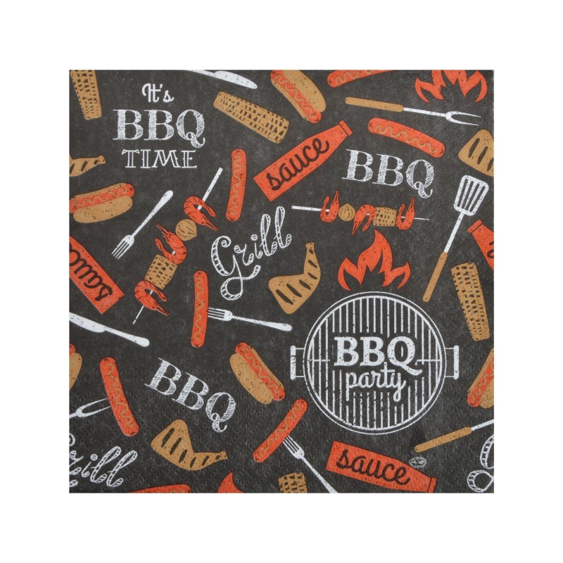 20 Serviettes Papier BBQ Party - Déco Table Barbecue & Grill | 1001kdoo