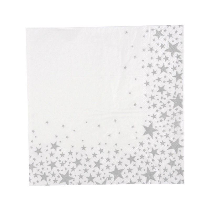 Lot de 20 Serviettes en Papier Étoiles Or ou Argent - Collection Fête