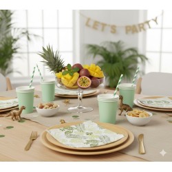 Lot de 20 Serviettes en Papier Motif Feuilles Tropicales