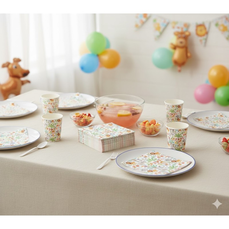 20 Serviettes Papier Leo l'Explorateur 33cm - Thème Jungle