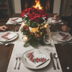 20 Serviettes en Papier Poinsettias 25 cm