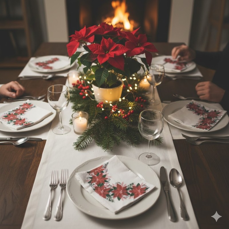 20 Serviettes en Papier Poinsettias 25 cm