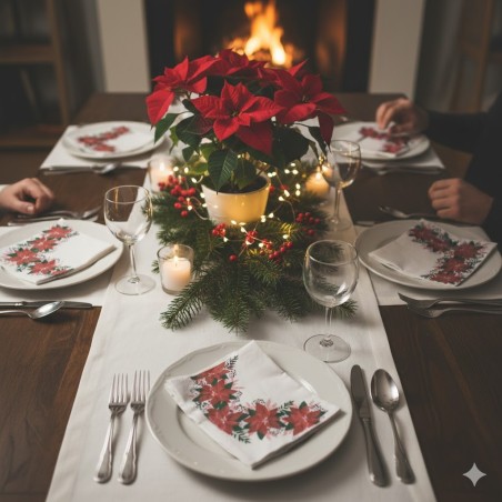 20 Serviettes en Papier Poinsettias 25 cm