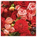 20 Serviettes en papier Renoncules et Roses Rouges - 33x33 cm
