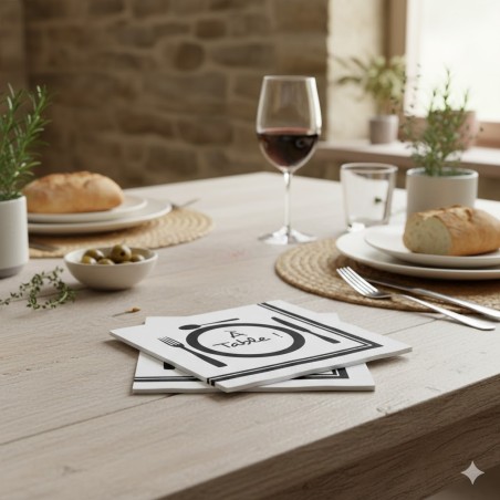 Lot de 20 serviettes en papier "À Table !" - Style Bistrot Chic