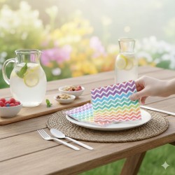 Lot de 20 serviettes papier Arc-en-ciel - 33x33 cm - Fête & Anniversaire