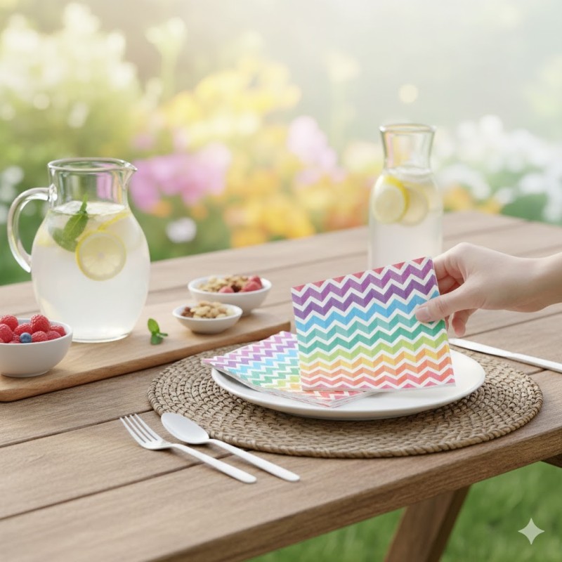 Lot de 20 serviettes papier Arc-en-ciel - 33x33 cm - Fête & Anniversaire