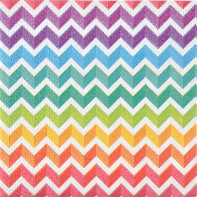 Lot de 20 serviettes papier Arc-en-ciel - 33x33 cm - Fête & Anniversaire