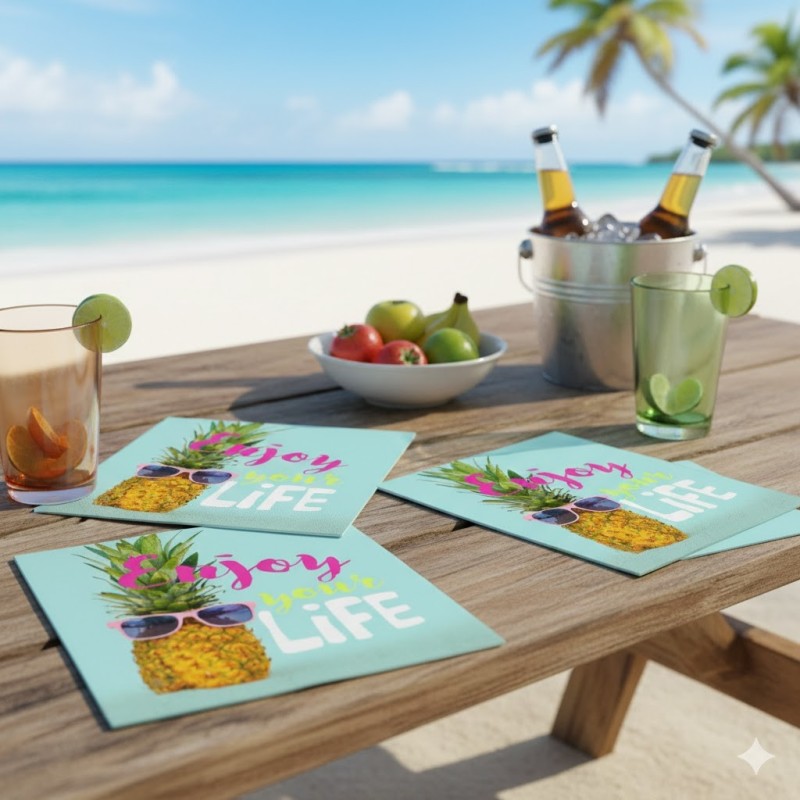Serviettes Papier Ananas "Enjoy Your Life" (Lot de 20) | Déco Été