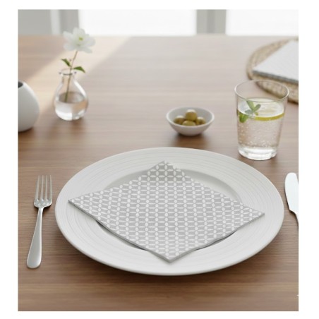 Lot 20 Serviettes en Papier Gris Géométrique 33x33 cm | 1001kdoo