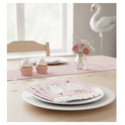 20 Serviettes Papier Princesse Cygne 33x33 cm | Anniversaire Fille