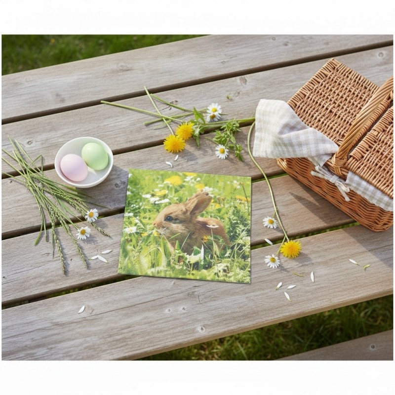 20 Serviettes en Papier Lapin 33x33 cm | Déco Pâques & Anniversaire