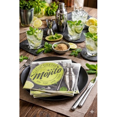 Lot de 20 Serviettes Papier Mojito - 33 x 33 cm