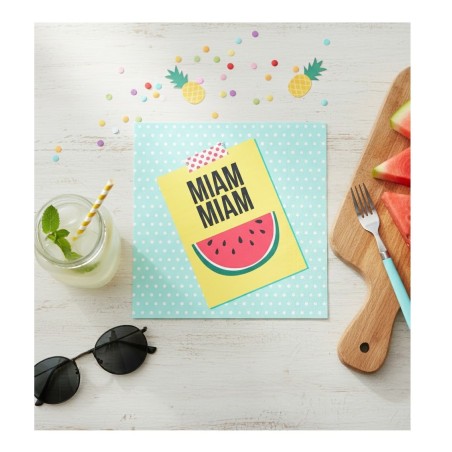 Lot 20 Serviettes Papier Pastèque 33x33 cm | Déco Table Été