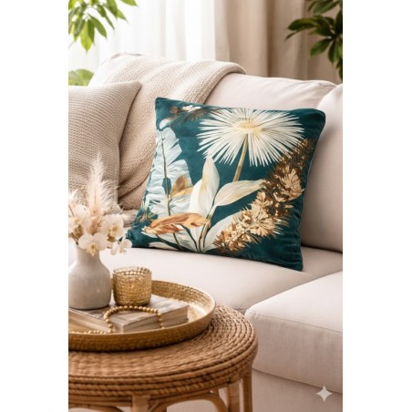 Housse de Coussin 40x40 cm - Motif Feuilles Vert - 1001kdoo