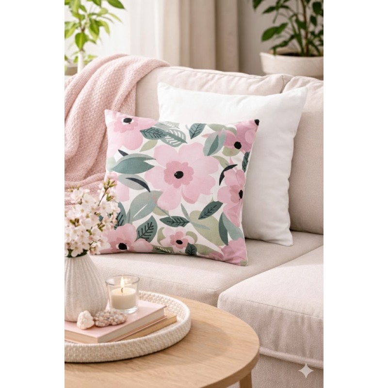 Housse de coussin 40x40 cm Rose - Modèle Germaine | 1001kdoo