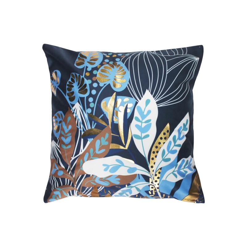 Housse de coussin 40x40 Inoa Bleu & Or - Motif Tropical | 1001kdoo
