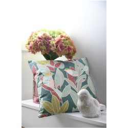 Housse de Coussin 40x40 cm Rossignol Vert - Style Nature & Oiseaux