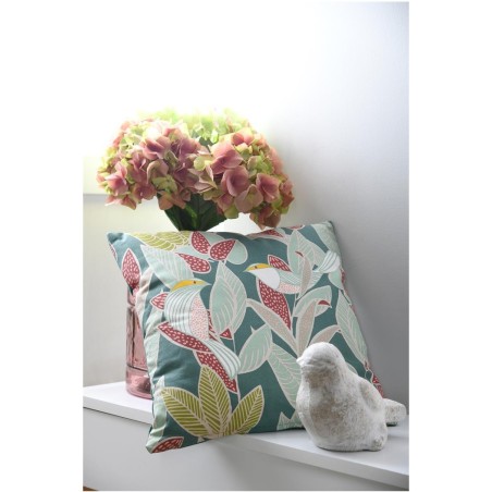 Housse de Coussin 40x40 cm Rossignol Vert - Style Nature & Oiseaux