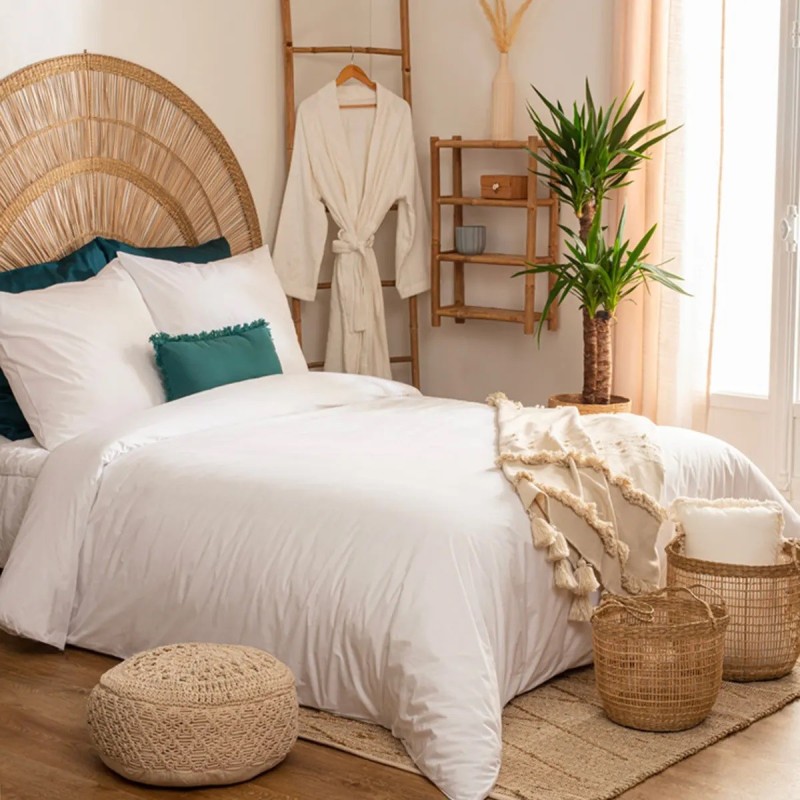 1 Taie d'oreiller percale de coton uni 50 x 70 cm Harmonie blanc