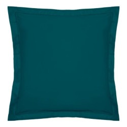 1 Taie d'oreiller percale de coton uni 63 x 63 cm Harmonie bleu egeen