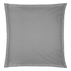 1 Taie d'oreiller percale de coton uni 63 x 63 cm Harmonie gris