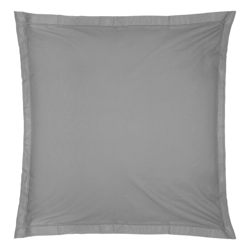 1 Taie d'oreiller percale de coton uni 63 x 63 cm Harmonie gris